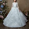 vestidos de primera comunion 2024 pentelei 2338 Fully Lace Baby Kids First Communion Dress for Little Girls Long Flower Girl Gown 3/4 Long Sleeves Sweep Train