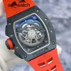 Mens Moissanite Wrist Watch RM Watch Wristwatch RM011-FM Midnight Fire Limited Edition 88 Black And Red Color Hollowed Out RM011