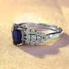 Bagues de cluster 2024 S925 Silver Royal Blue Oval Ring Luxe Full Diamond Mode Polyvalent Style Femme