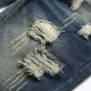 Pantaloncini da uomo Estate Vintage Lavato Uomo Pantaloncini di jeans Moda casual Street Wear Toppe con foro strappato Pantaloncini di jeans dritti maschili effetto consumato T240227