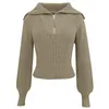 Women's Sweaters Fashion Casual 1/4 Zipper Pullover Sweater Long Sleeved Collar Sweatshirt Solid Color Sportswear Running Jacket