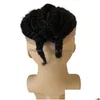 Erkek çocuk perukları Hint Bakire İnsan Saç Değiştirme 1B Siyah Kök Afro Mısır Örgüler 8x10 FL Dantel Toupee Erkek Topper Man Dhlyc