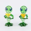 Healthy_Cigarette DA011 Alien Smoking Pipe Bubblers Altura de cerca de 15,5 cm Reciclador Tubos de vidro de fluxo de ar Cor verde