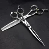 Ferramentas mão esquerda cabeleireiro barbeiro tesoura profissional tesoura de corte de cabelo desbaste tesoura cliper mão esquerda tesoura 6.0 440c