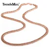 585 Rose Gold Necklace Curb Cuban Link Chain Necklace For Womens Girls Fashion Trendy Jewelry Gifts Party Gold 22 26 tum GN162303Q