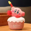 Boneca de desenho animado brilhará cantando presente de boneca fofa estrela Kirby bolo de aniversário brinquedo de figura de ação de pelúcia