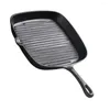 Pans Steak Skillet Non-stick Uncoated Frying Square Striped Steak-Frying Cast Iron Pot