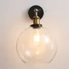 Wall Lamp Industrial Vintage Mount Light Single Sconce Oval Dome Clear Glass Bedside Shade Iron Art E27 Lighting Fixture