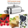 Plates Butter Dish With Lid Stainless Steel BPA Free Storage Box For Cake Bread Fruit Home Restaurant El Kitchen Use