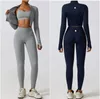 LL Womens Yoga Outfit Three Pieces Suits Set Vest+Pants+Jackets tränar nära passning av fitnesskläder som kör elastisk träningsportkläder Hög midja Tracksuit LL8347