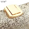 YYW -paljett Evening Clutch Chain Crossbody Bags Female Box Clutches Wedding Designer Luxury Purse Gold Sliver Pochette Femme 240223