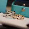 Band Rings Eb5k Double T Sterling Sier Plated Gold Wide Same Hollow Lattice Ring Hand Jewelry iffanyisms H24227