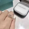 Band Rings Designer Serling Sier Plaed Rose Gold Opening Inlaid Diamond Ring Half Wedding Anniversary for Women Gift med Box H24227