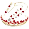 Collana Orecchini Set Corona di rose Copricapo creativo Copricapo da sposa Copricapo da sposa Gioielli per bambini Accessori moda per ragazza Accessorio