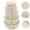 Dinnerware Sets Large Bowls With Lids Serving Enamel Storage Mixing Salad Container Kitchen