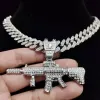 Necklaces Men Women Hip Hop Iced Out Bling Subhine Gun Pendant Necklace with 13mm Miami Cuban Chain Hiphop Necklaces Fashion Jewelry