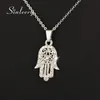 Sinleery Classic Hand Of Fatima Hamsa Necklace Pendants Silver Color Chain Choker Palm Statement smycken för kvinnor XL681 SSF1203E