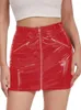 Röcke S-4XL Glänzender Kunstleder-Bleistiftrock Wet Look PVC Micro Mini Skrits Reißverschluss Hohe Taille Faldas Strumpfhosen Paket Hüfte Minifalda