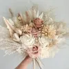 Natural Pampas gräs konstgjorda blommor rustik vintage bröllop bukett för brudmaidboho torkade blommorbridal 240223