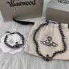 Desinger Viviane Weswoods Jewelry Empress Dowager Xis New Diamond Inslumed Black Linen Grey Pearl Saturn