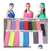 Haaraccessoires Nieuwe mode Effen Sport Yoga Dans Biker Brede hoofdband Kap Stretchlint Haarband Elastisch Meisje/Vrouwen Hoofddoek Drop Dhzqe