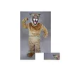 Mascote Halloween Cougar Trajes Personagem de Desenho Animado Adt Mulheres Homens Vestido Carnaval Unissex Adts Gota Entrega Vestuário Dhum1