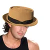 Berets Straw Hat Fedora British with Bow Sunhat Panama na zajęcia na świeżym powietrzu