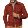 Veste de printemps pour hommes poches avant Bodyfit couleur unie revers fermeture éclair créateur de mode hommes nouveau camionneur veste en cuir en daim doux manteau d'extérieur en daim hiver automne 3xl