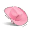 Berretti Cappello da cowgirl rosa per cowboy adulto con finiture in paillettes e stringhe regolabili