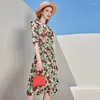 Casual Dresses Green Coffee Chiffon Silk Floral Maxi Dress Women 2024 Summer Long Work Beach Office Sexy Party Luxury Plus Size