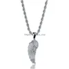 Pendentif Colliers États entiers Pendentif plume hautement explosif Micro plaqué Zircon véritable or Men039S Hiphop personnalité collier 9360 Dhruh