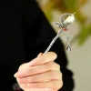 Smycken S925 Sterling Silver Inlay och Tianyu Orchid Hairpin Hanfu Vintage Wind Plate Hairpin Silver Hairpin Simple Design