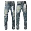 Jeans viola Jeans da uomo Jeans firmati Jeans skinny da uomo di lusso Moda Bikers strappati in difficoltà Cargo da donna in denim per uomo Pantaloni neri Buco rotto Jeans skinny