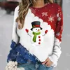 Kvinnors T-skjortor tröja Pullover Christmas Party Clothes Autumn Long Sleeve T-shirt Imitation Cotton O Neck Top Casual tröja