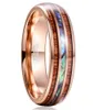 Bröllopsringar säljer 8mm acacia abalone skal volframstål ring manlig rosguld engagemang jubileum present trä män bague homme2243478