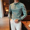 Herrpolos 2024 Pure Cotton Male Spring Slim Fit Long Sleeve Polo Shirts/Men's High Quality Leisure Stripe Shirts Tops S-3XL