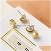 Stud 18K Gold M Marque Lettres Designer Boucles d'oreilles pour femmes Rétro Vintage Luxe Perle Boule ronde Double côté Porter boucle d'oreille chinoise oreille Dhhpo