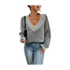 Spring and Autumn V-neck, loose and slim, bat-sleeved sweater, striped contrasting pullover knit top