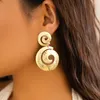Dangle Earrings Salircon Exaggerated Aesthetics Gold Color Big Drop Punk Fashion Thread Metal Pendant Women's Hip Hop Jewelry