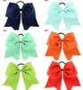 20st 8 tum stora solid cheerleading bandbågar grosgrain cheer bow slips med elastiska band flickor gummi hårband vackra huil2368986