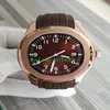 豪華な新しいAquanaut 5167R-001 5167R Brown Dial Asian 2813自動メンズウォッチローズゴールドケースブラウンラバーストラップGentsスポーツウォッチ228o