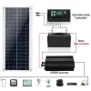 태양열 1000W 12V 태양 전지판 인버터 태양 광 패널 시스템 키트 밴 보트 캠퍼 배터리 충전기+1000W 인버터 컨트롤러 10A/60A/100A