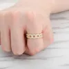 Projekt mody Hip Hop 9K Solid Gold Yellow Moissanite Diamond Ring Cuban Link Pierścienie Biżuteria Kobiety