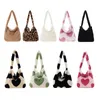 Waist Bags Fashion Women Plush Leopard Love Heart Large Capacity Tote Shoulder Bag Handbags