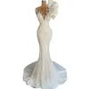 2024 Robes de mariée sirène de luxe bijou cou illusion sans manches dentelle perles de cristal 3D fleurs florales volants plus taille robes de mariée