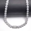 Moissanite Sterling Sier 10mm 12mm Modaya Gizli Hip Hop Takı Buzlu Kaya Şekeri Elmas Kolye Tenis Bilezik