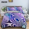 Sängkläder uppsättningar abstrakt täcke omslaget set King Microfiber Blue Psychedelic 2/3 PCS Queen Size Warped Space Theme Twin Comforter