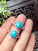 Anneaux de cluster Le cadeau pour l'anniversaire Turquoise Bague 925 Sterling Silver Fine Bijoux Naturel et réel