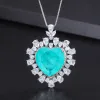 Colliers Kqdance Big Lab Lab Emerald Paraiba Tourmaline Pariba Green Gemles Diamond Fleur coeur Collier Pendard Bijoux de mariage