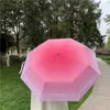 Umbrellas Beautiful Umbrella Cream Color Gradient Black Glue Sunscreen Portable Three Fold Sunny UV Protection Kawaii